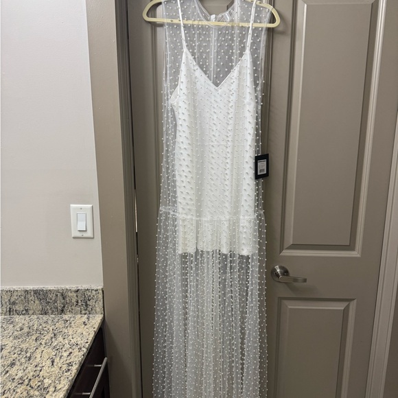 Norma Kamali Pearl Sheer Gown/Maxi Dress and Slip - Picture 7 of 9